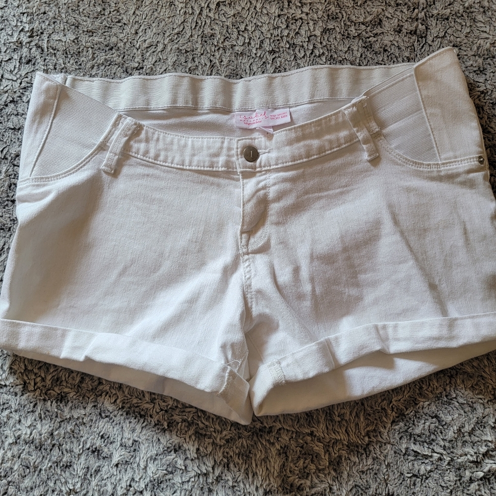 White maternity jorts